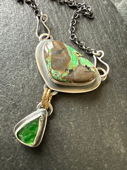 Variscite Turquoise & Vesuvianite Necklace