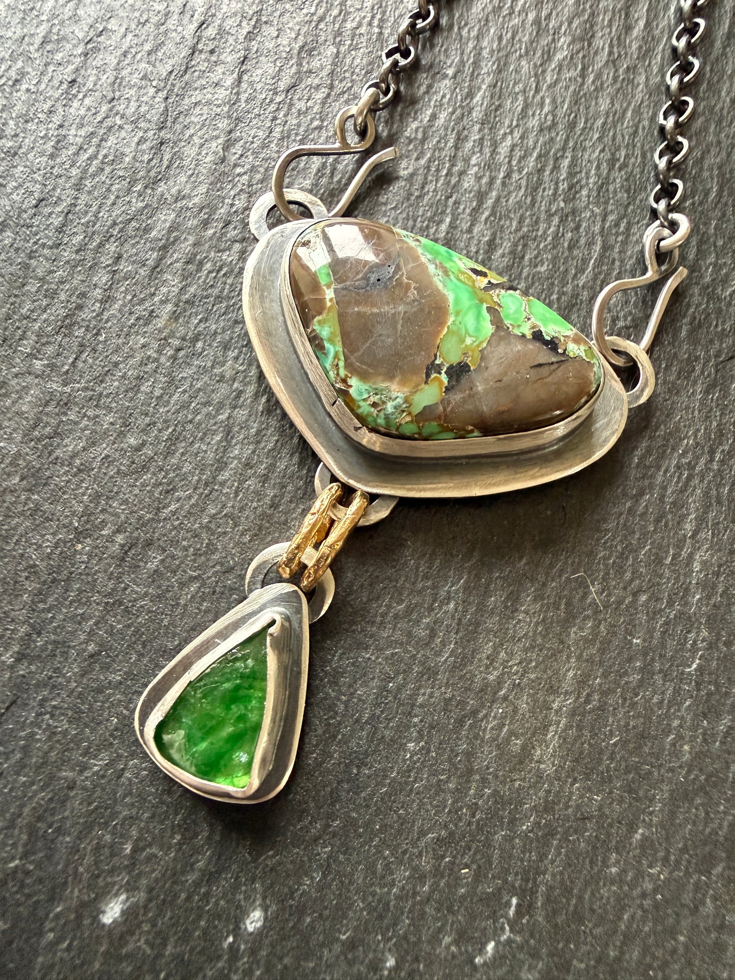 Variscite Turquoise & Vesuvianite Necklace