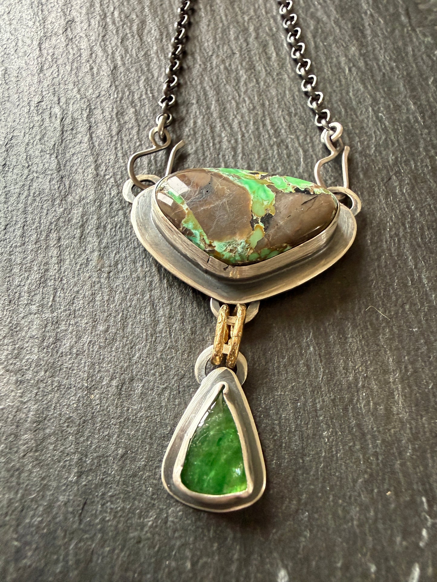 Variscite Turquoise & Vesuvianite Necklace