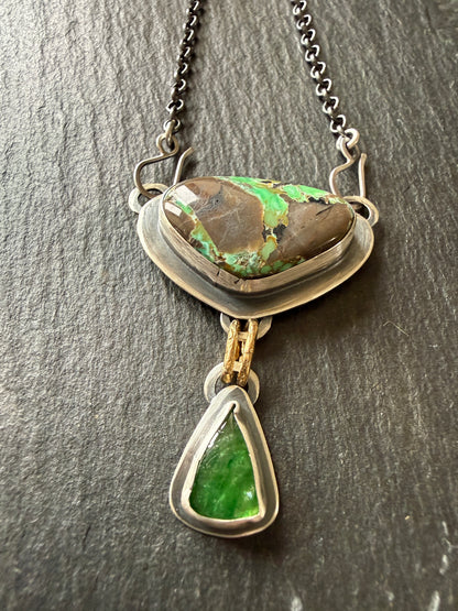 Variscite Turquoise & Vesuvianite Necklace