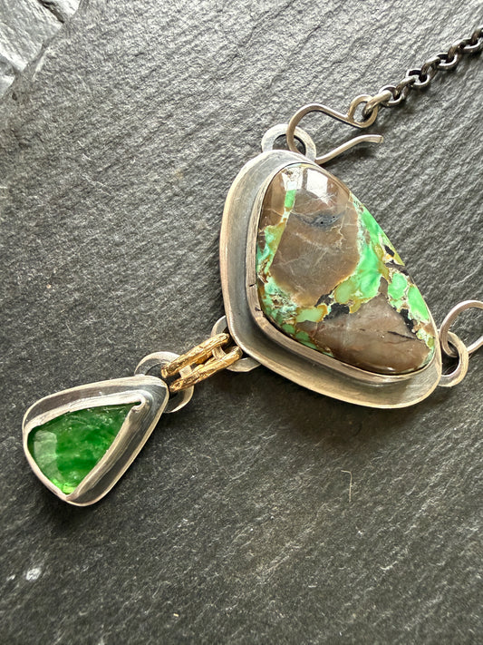 Variscite Turquoise & Vesuvianite Necklace