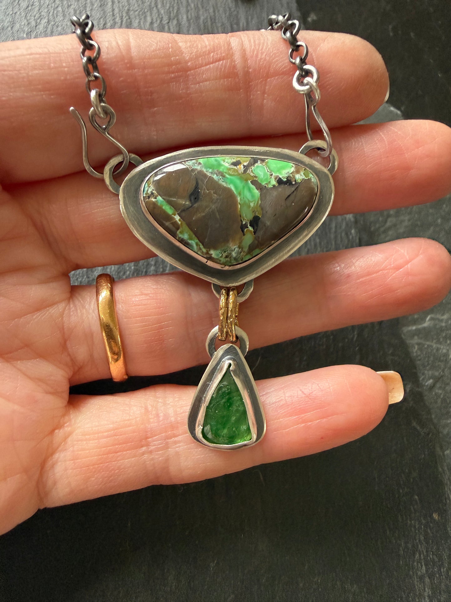 Variscite Turquoise & Vesuvianite Necklace