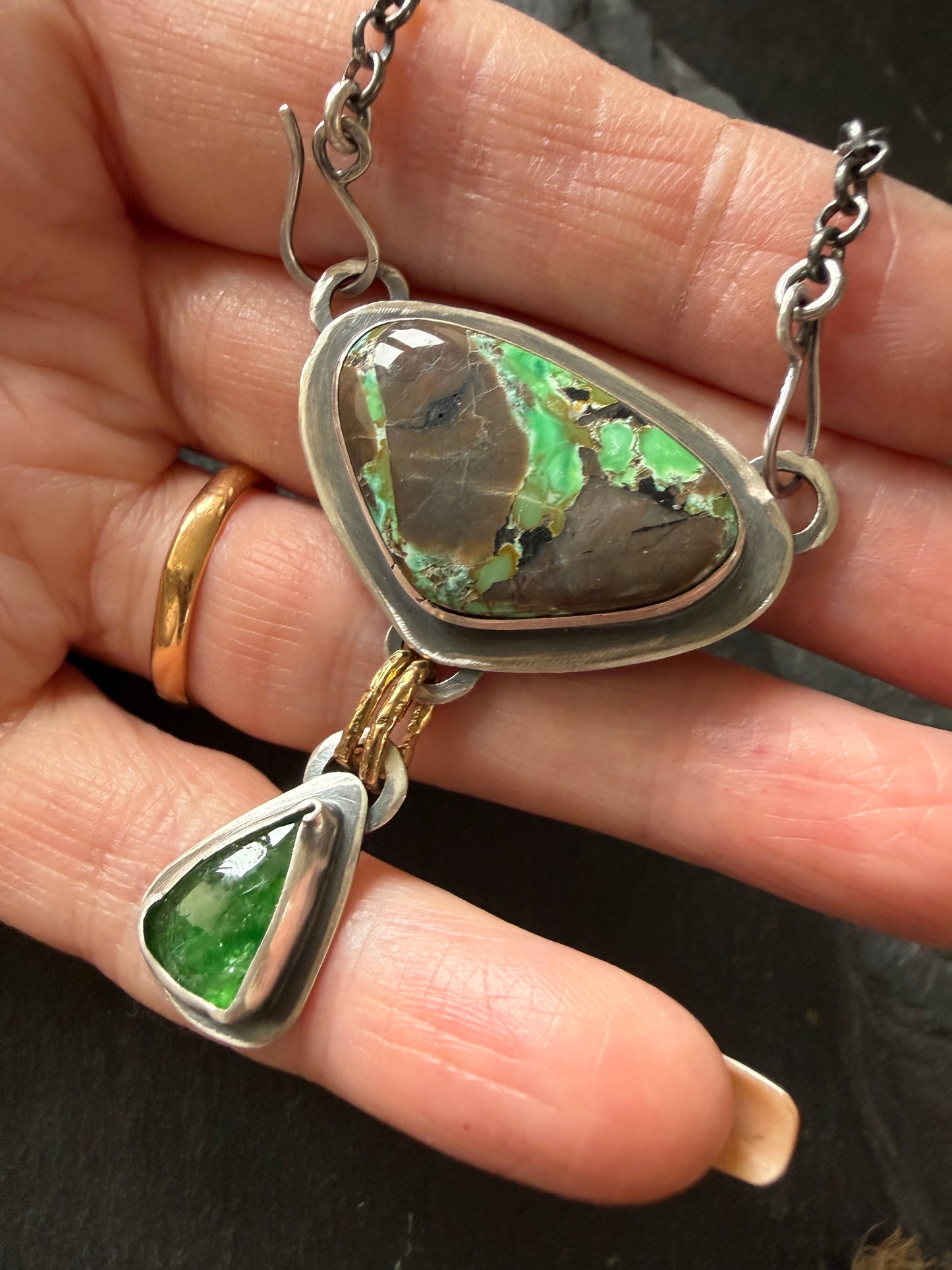 Variscite Turquoise & Vesuvianite Necklace