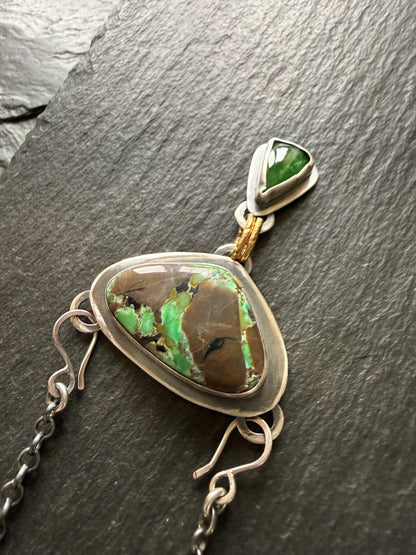 Variscite Turquoise & Vesuvianite Necklace