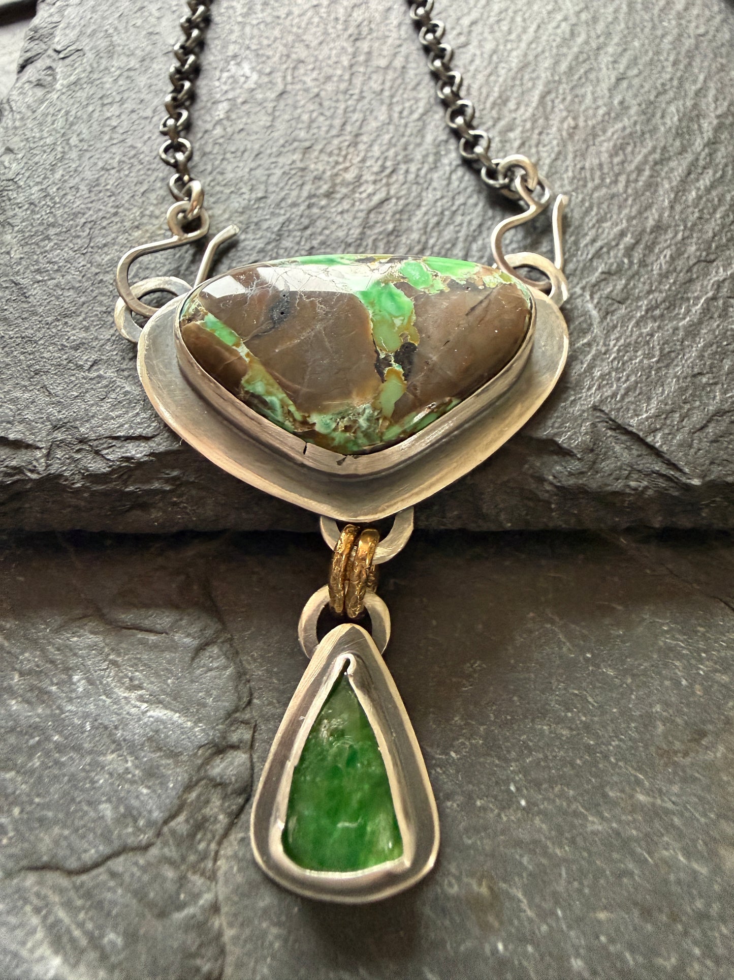 Variscite Turquoise & Vesuvianite Necklace
