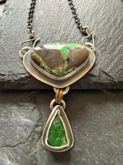 Variscite Turquoise & Vesuvianite Necklace