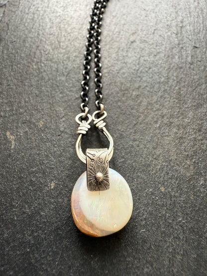 Cream Ethiopian Opal Pendant