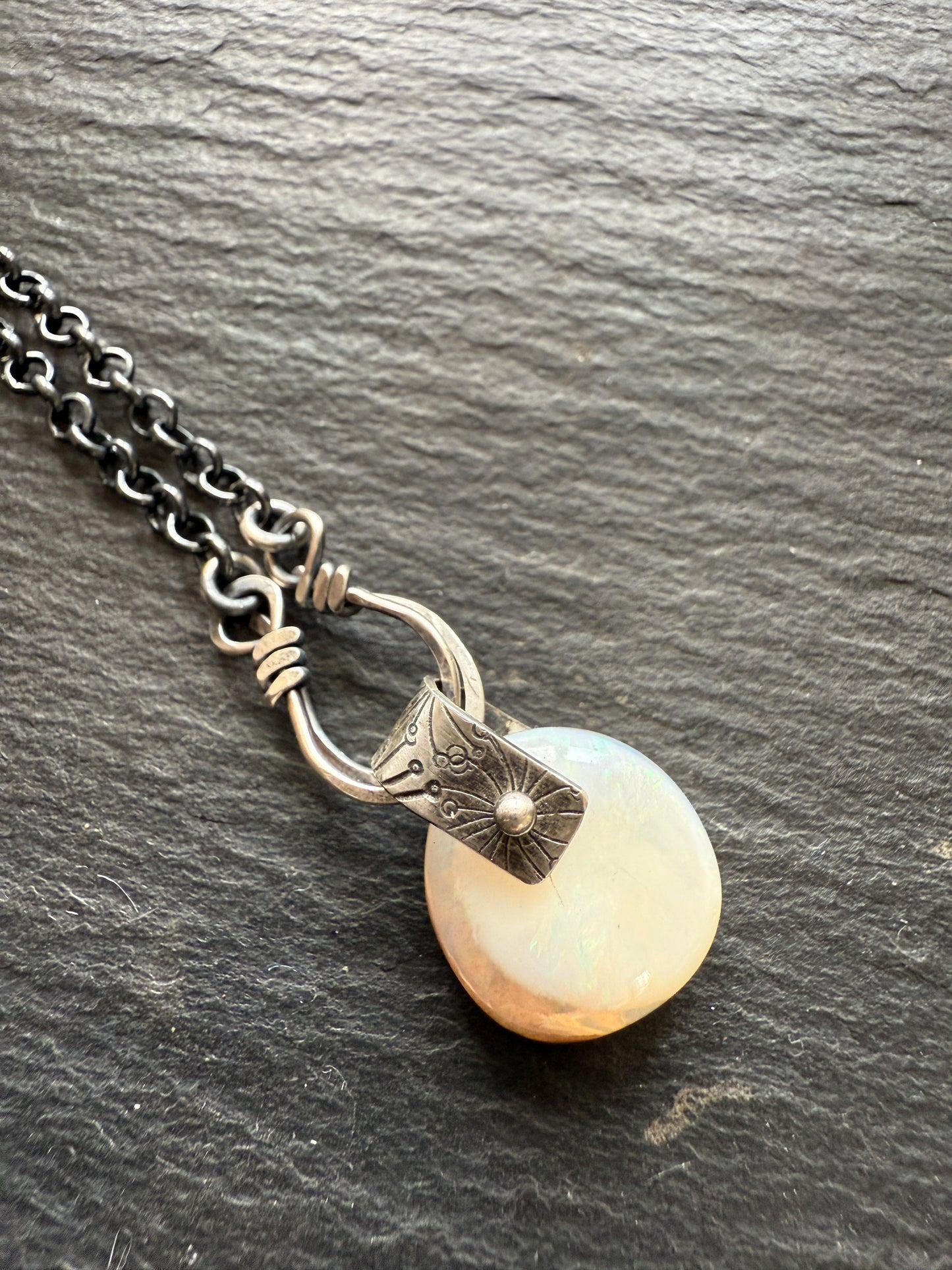 Cream Ethiopian Opal Pendant