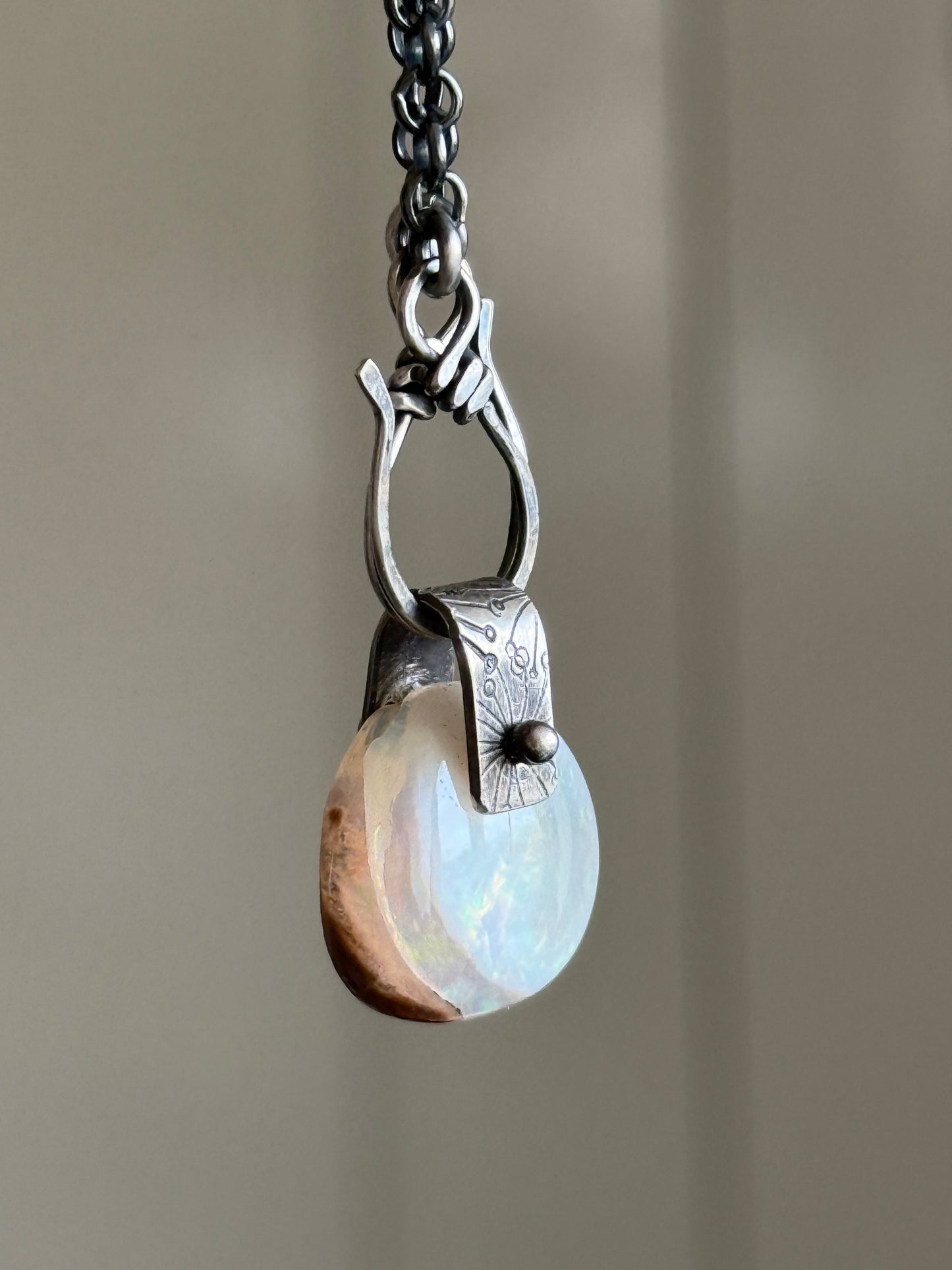 Cream Ethiopian Opal Pendant