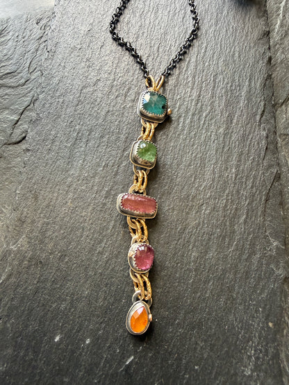 Long Boho Gemstone Necklace