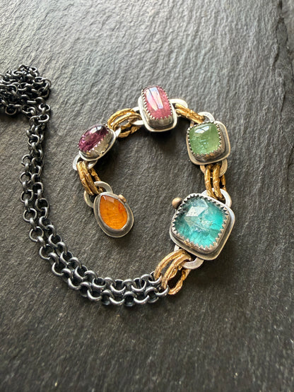 Long Boho Gemstone Necklace