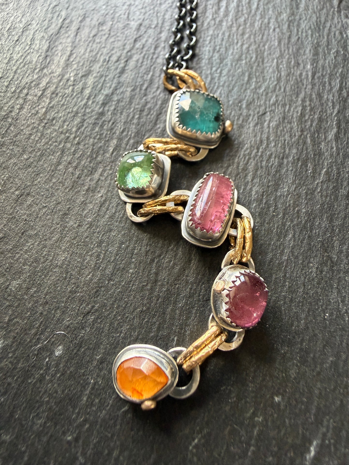 Long Boho Gemstone Necklace