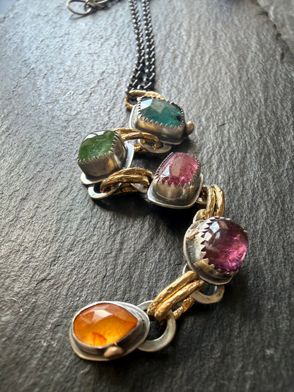 Long Boho Gemstone Necklace