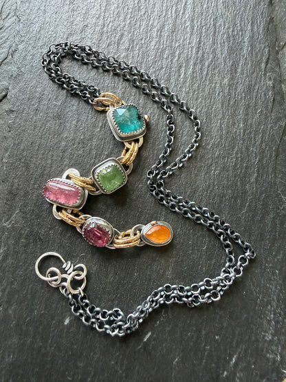 Long Boho Gemstone Necklace