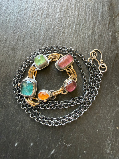 Long Boho Gemstone Necklace