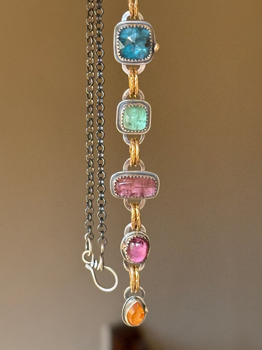 Long Boho Gemstone Necklace