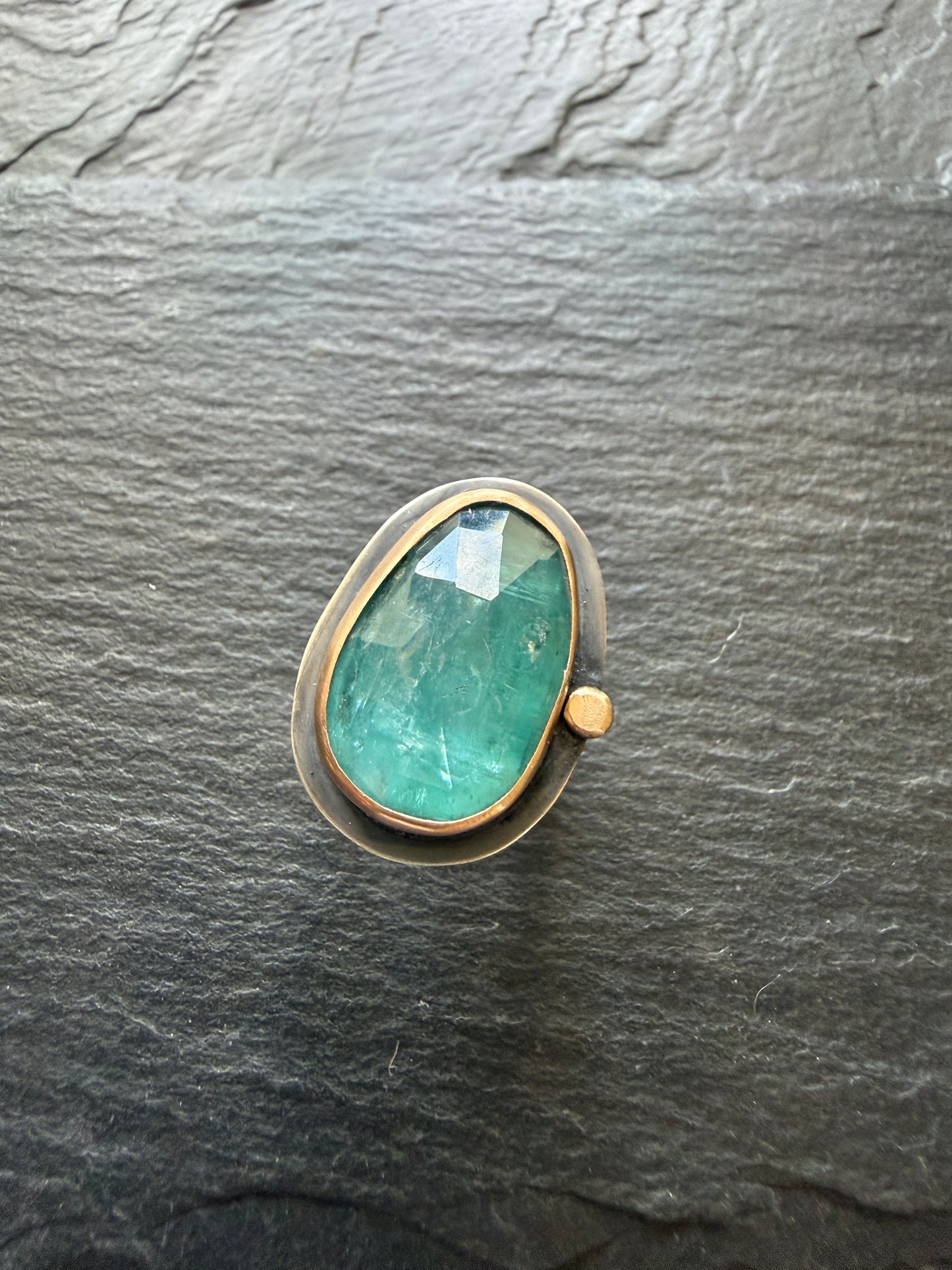 Teal Kyanite Stone Ring US 7 / UK N1/2