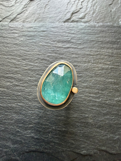 Teal Kyanite Stone Ring US 7 / UK N1/2