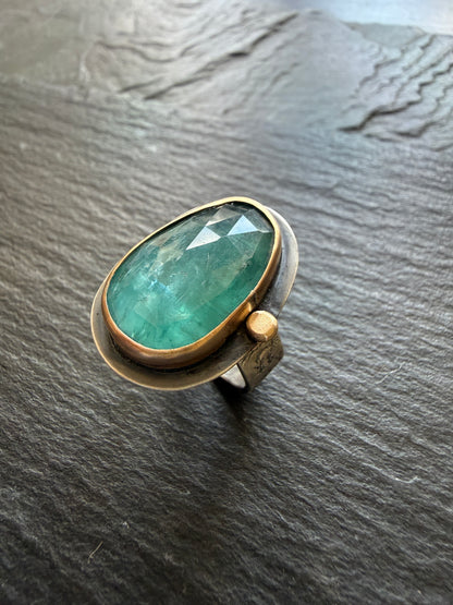 Teal Kyanite Stone Ring US 7 / UK N1/2