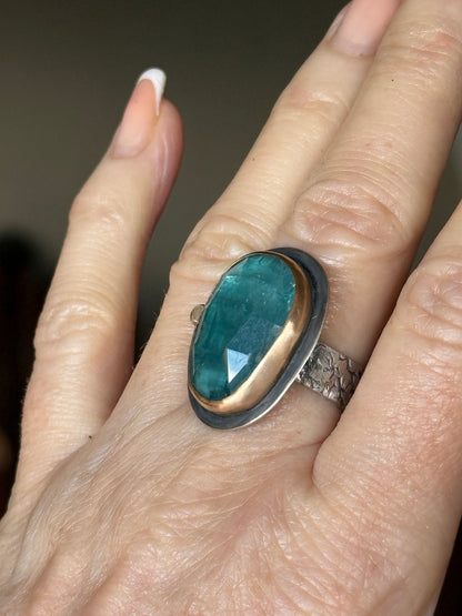 Teal Kyanite Stone Ring US 7 / UK N1/2