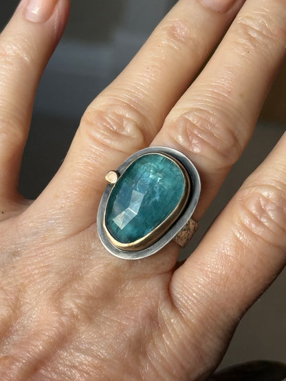 Teal Kyanite Stone Ring US 7 / UK N1/2