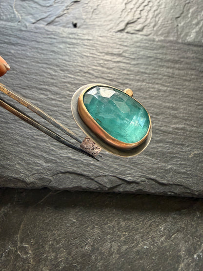 Teal Kyanite Stone Ring US 7 / UK N1/2