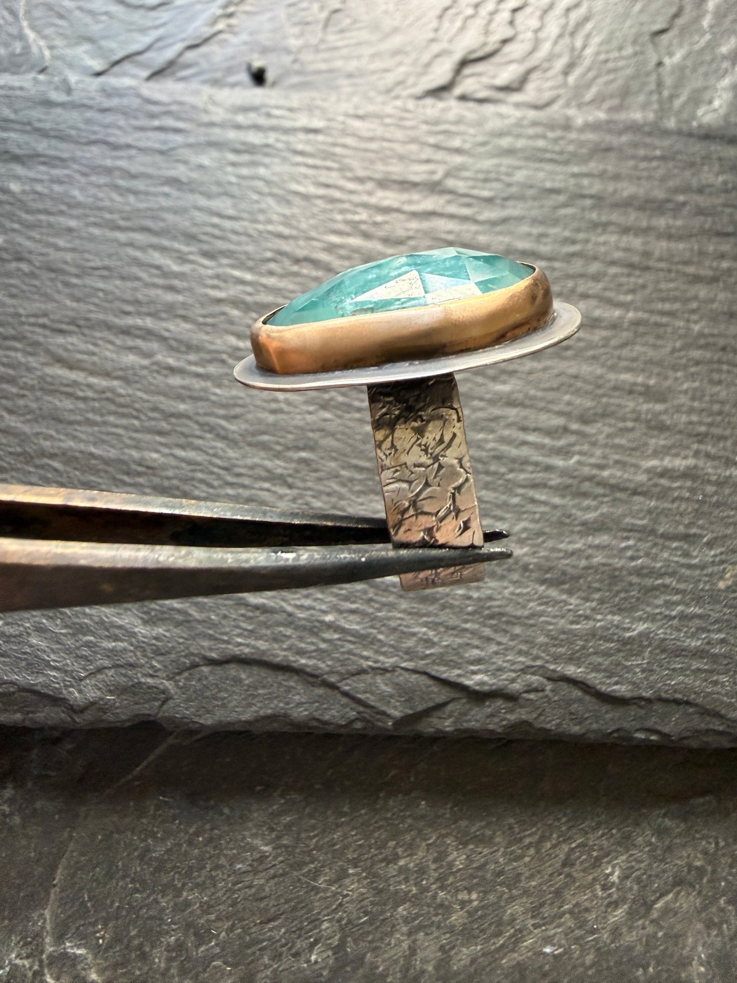 Teal Kyanite Stone Ring US 7 / UK N1/2