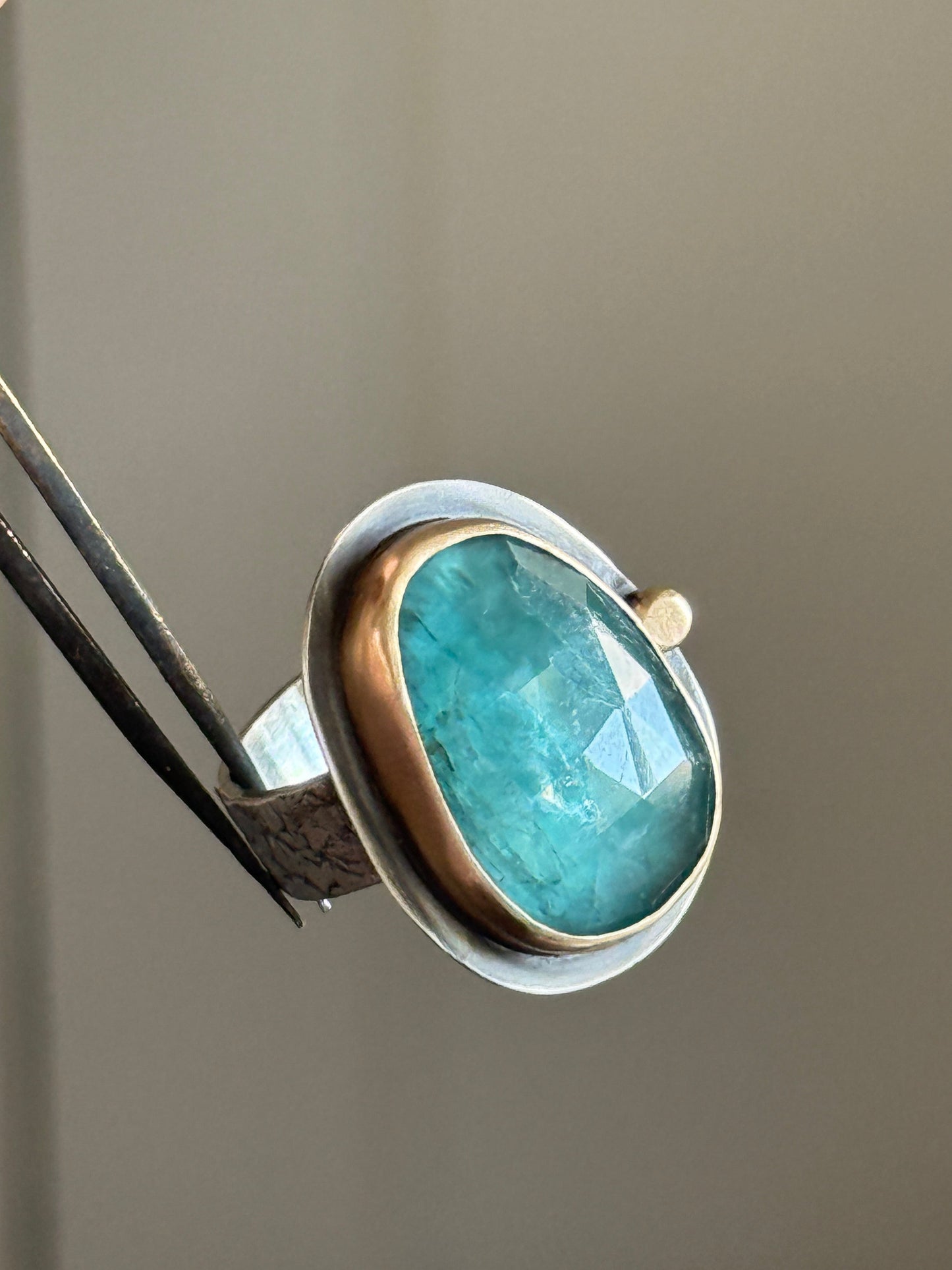 Teal Kyanite Stone Ring US 7 / UK N1/2
