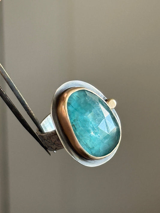 Teal Kyanite Stone Ring US 7 / UK N1/2