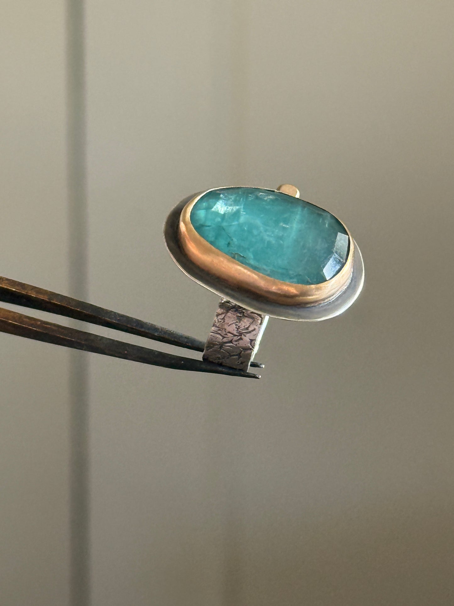 Teal Kyanite Stone Ring US 7 / UK N1/2