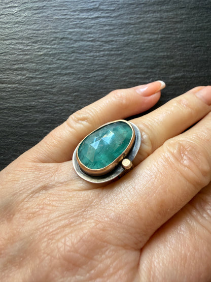 Teal Kyanite Stone Ring US 7 / UK N1/2