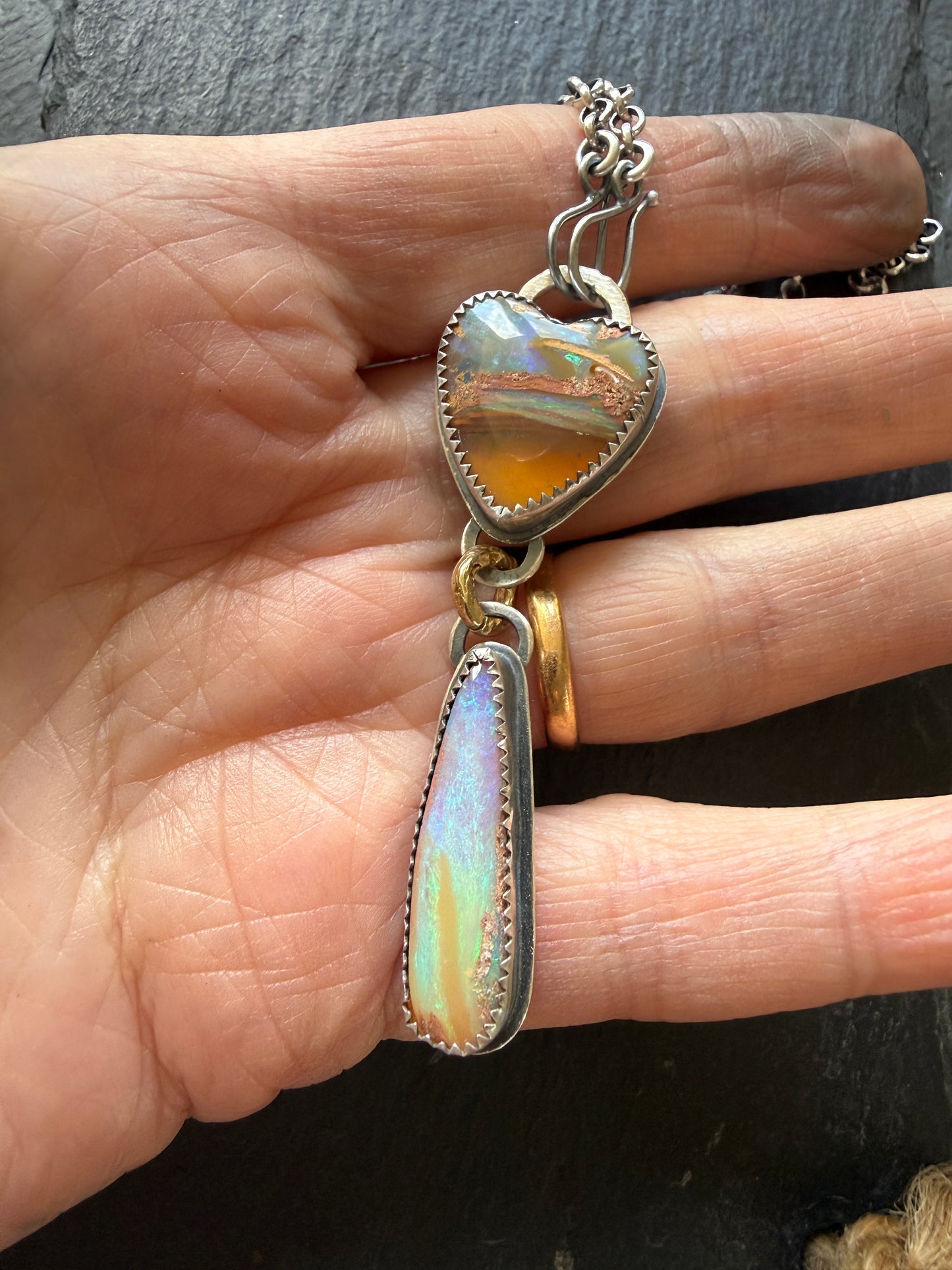 Double Boulder Opal Necklace
