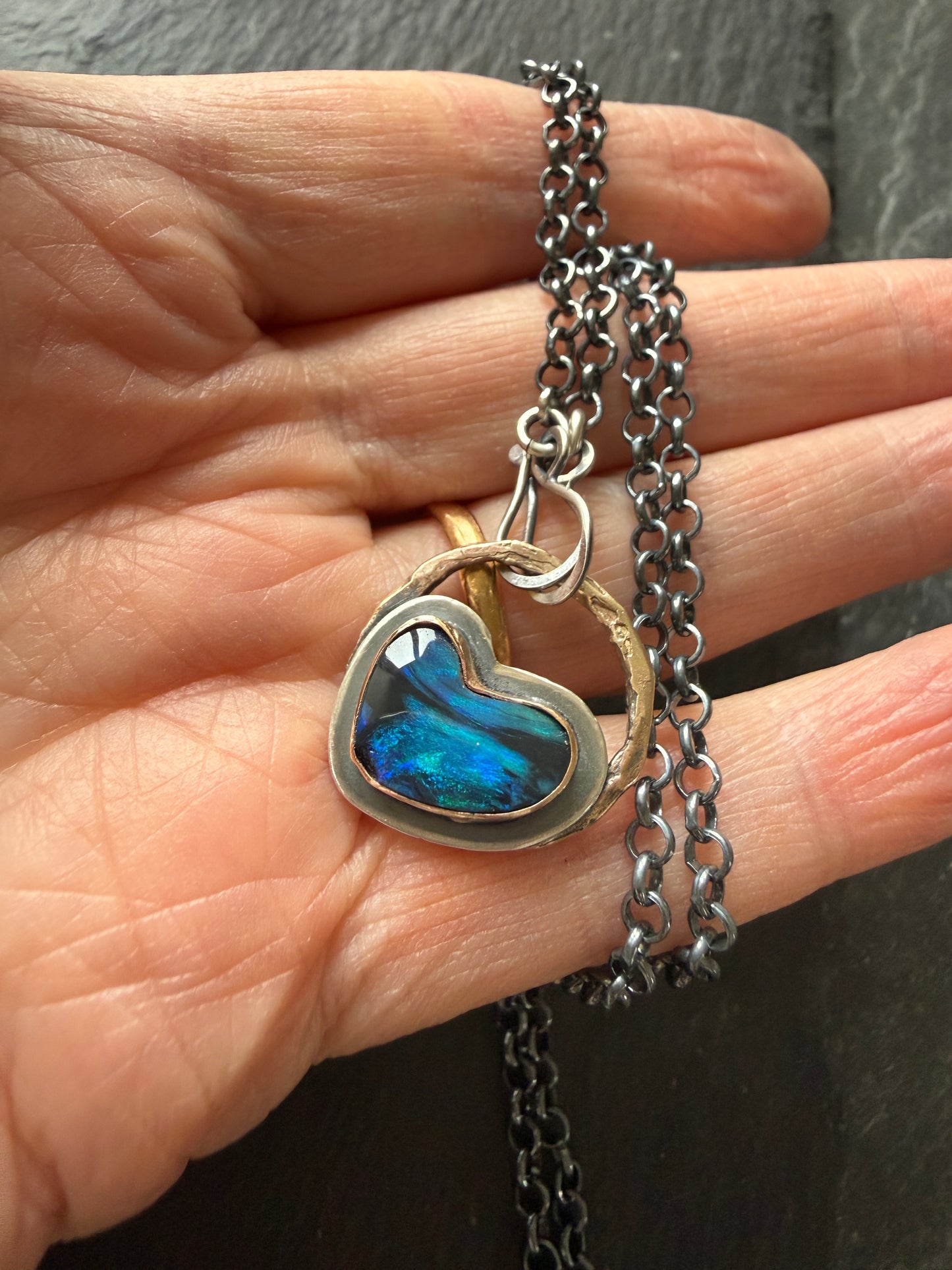 Blue Boulder Opal Necklace
