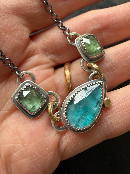 Triple Gemstone Necklace