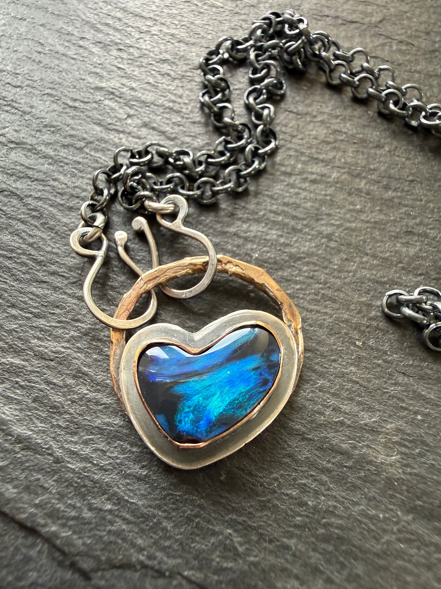 Blue Boulder Opal Necklace