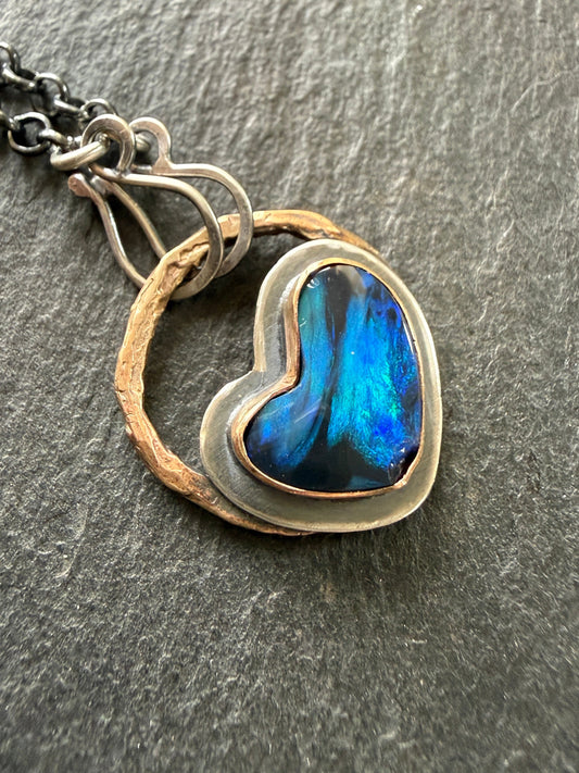 Blue Boulder Opal Necklace