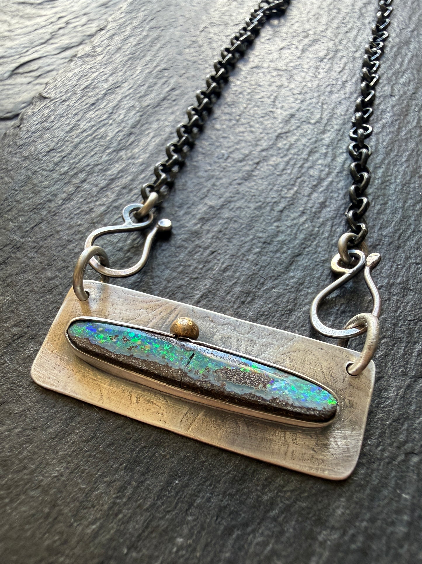 Opal Bar Necklace
