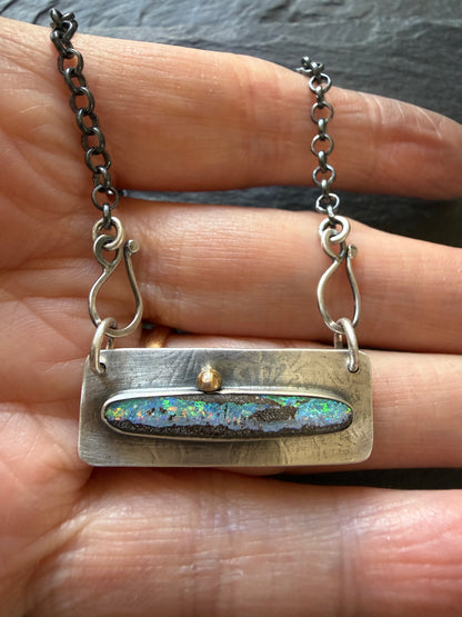 Opal Bar Necklace