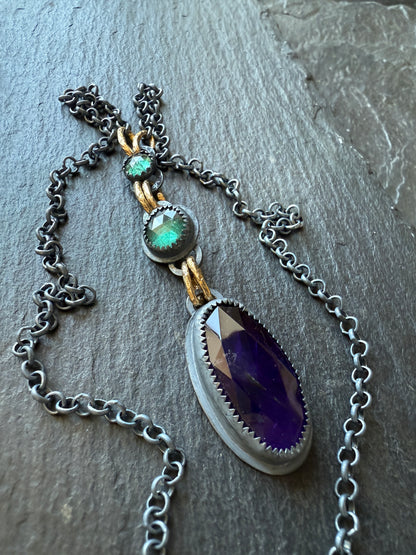 Amethyst and Kyanite Necklace