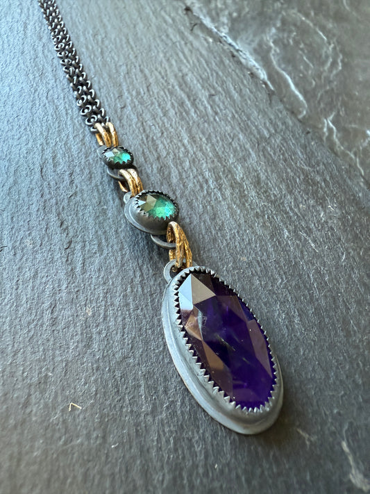 Amethyst and Kyanite Necklace