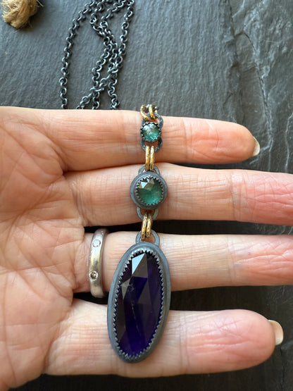 Amethyst and Kyanite Necklace