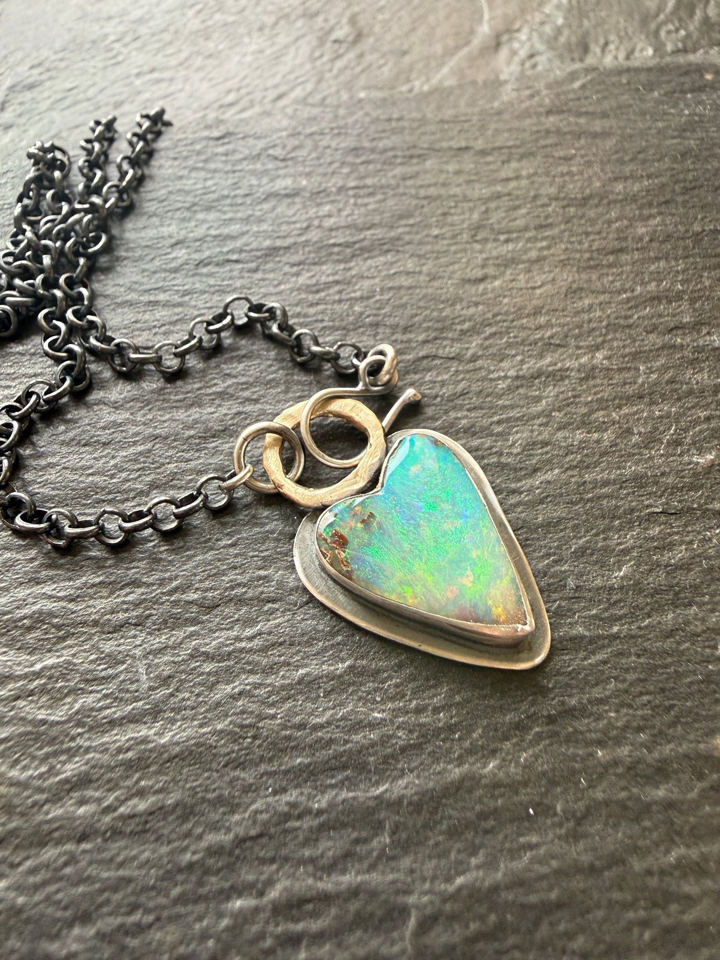 Boulder Opal Heart Pendant