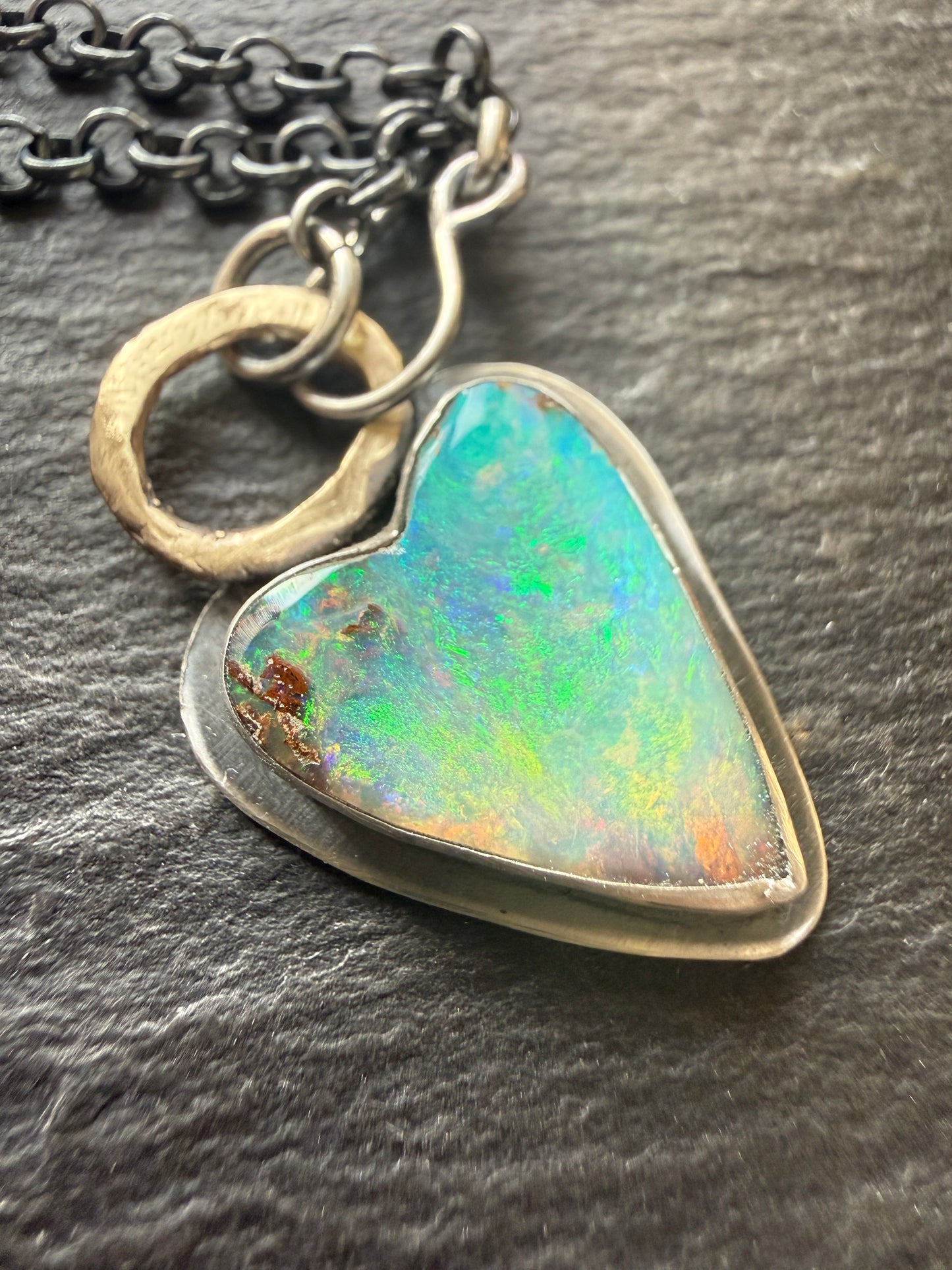 Boulder Opal Heart Pendant
