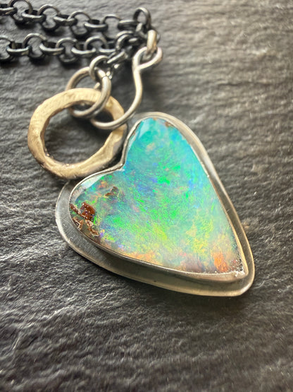 Boulder Opal Heart Pendant
