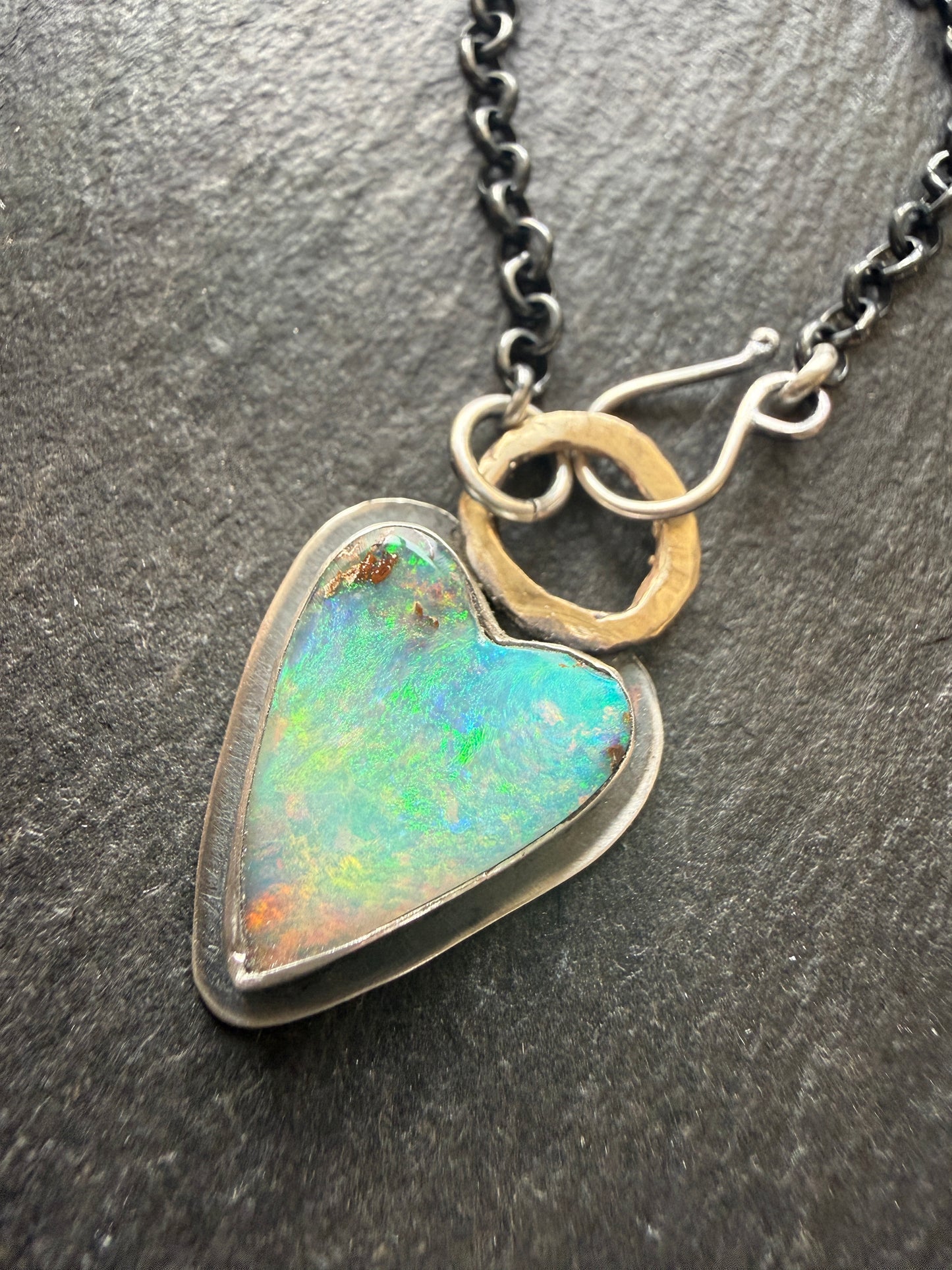 Boulder Opal Heart Pendant