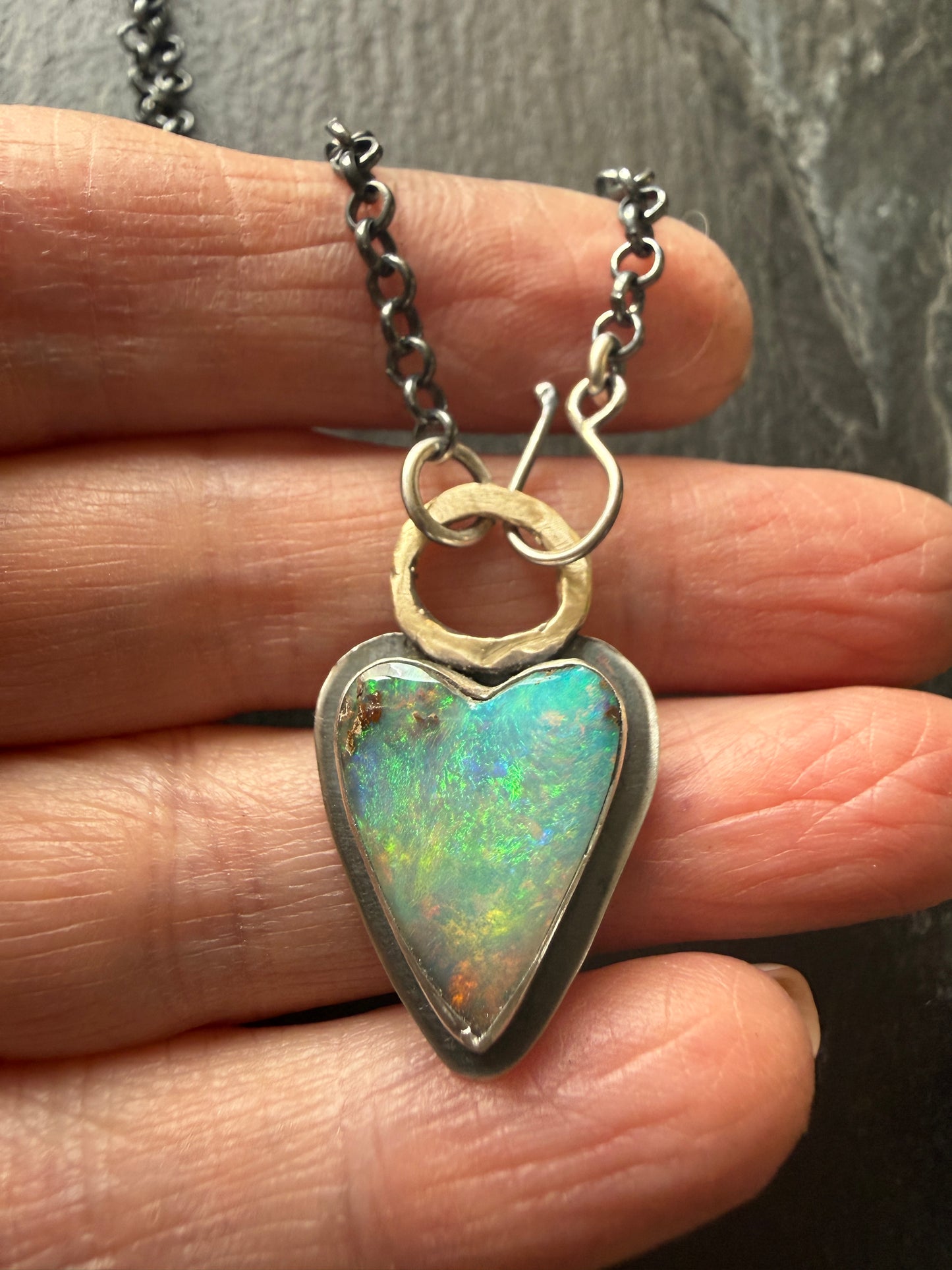 Boulder Opal Heart Pendant