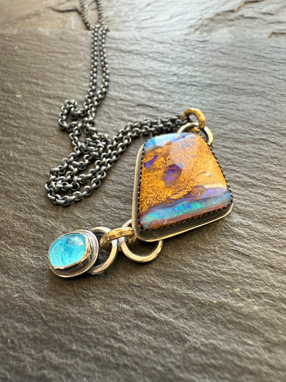RESERVED For MIA - Opal and Apatite Necklace