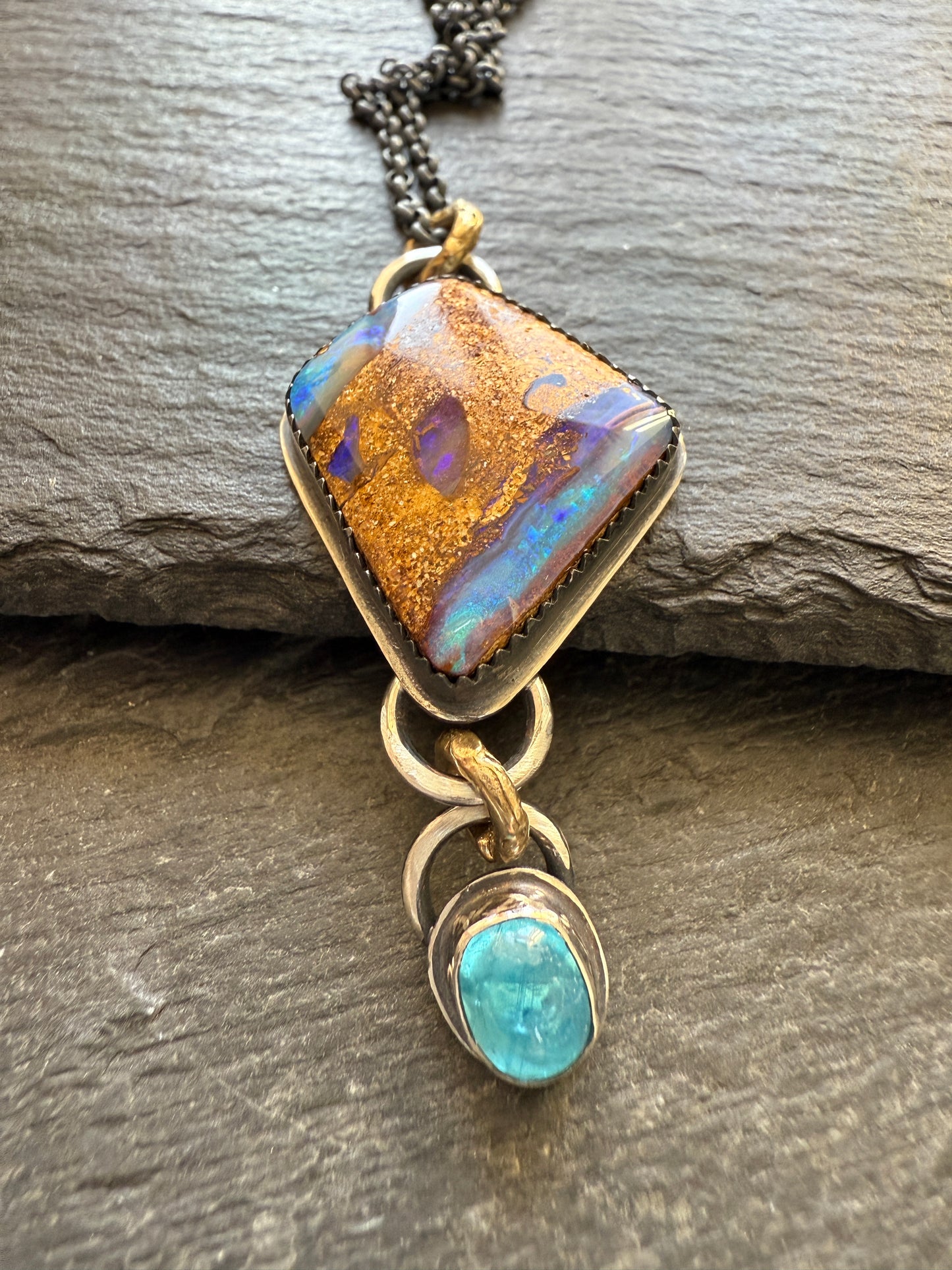 RESERVED For MIA - Opal and Apatite Necklace