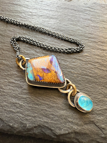 RESERVED For MIA - Opal and Apatite Necklace