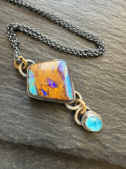 RESERVED For MIA - Opal and Apatite Necklace